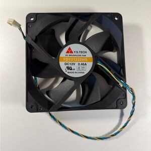 Y.S.TECH FD121225HS 120mm x25mm,12V 0.46A 3wires Cooling Fan. Tested.